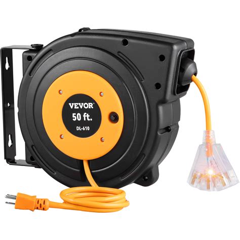 junction box retractable power cord|Amazon.com: VEVOR Retractable Extension Cord Reel, 30 FT, .